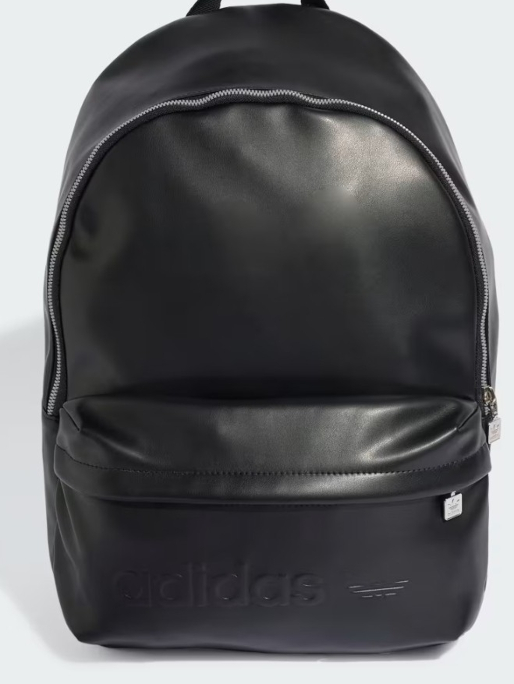 adidas Originals Black Leather-Look Backpack with Front Pocket